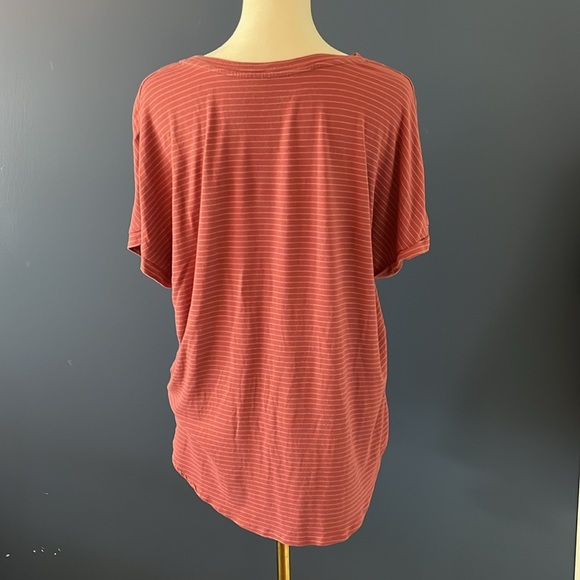 Rumi & Ryder Soft Roses Brick colored Tee Shirt with flattering front tie - Picture 2 of 6